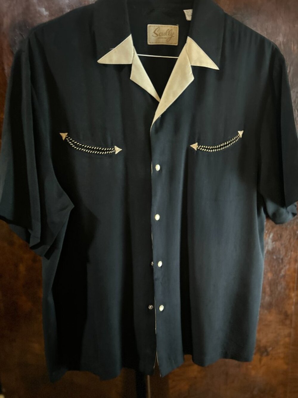 VTG Scully Men's Bowling Shirt Western Wear Embroidery Bar Shirt Preowned